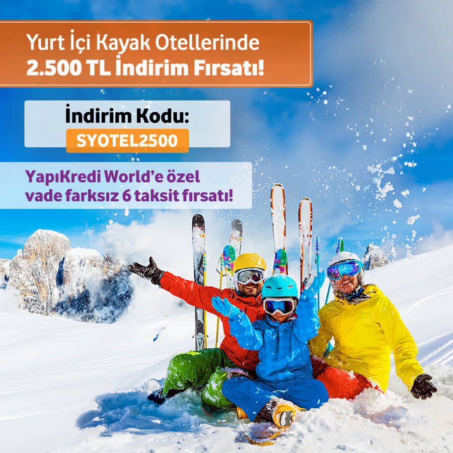 Yurt İçi Kayak Otellerinde 2500 TL İndirim Fırsatı!