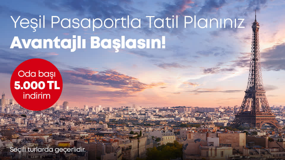 Yeşil Pasaportlulara Özel Oda Başı 5.000 TL İndirim Kampanyası 