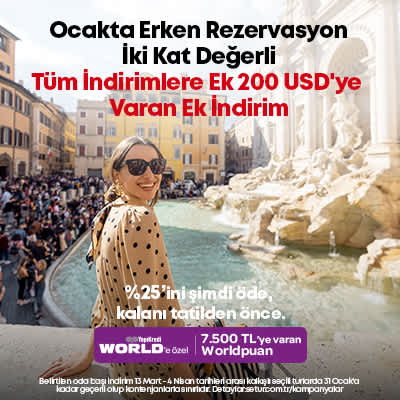 Ocakta Seçili Yurt Dışı Turlarda 200 USD'ye Varan İndirim!