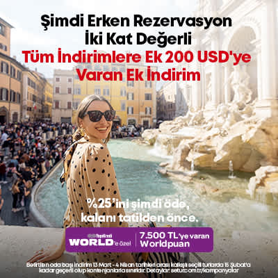 Ocakta Seçili Yurt Dışı Turlarda 200 USD'ye Varan İndirim!